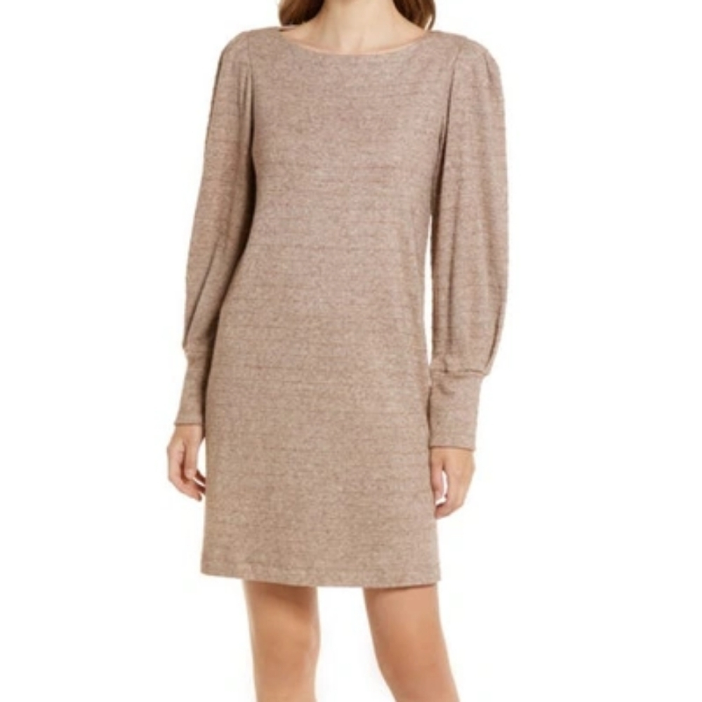 JULIA JORDAN Long Sleeve Boatneck Ribbed Sweater Dress